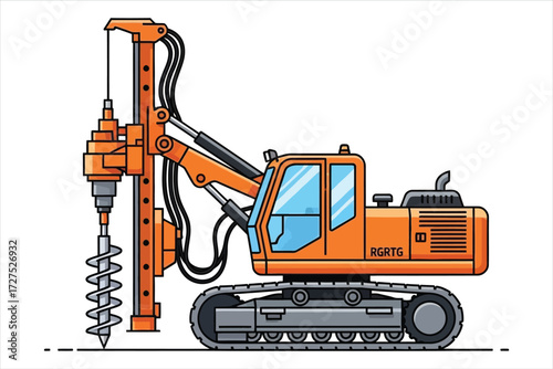 Vector art of drilling machine is a heavy equipment used for drilling holes in the ground, construction, mining, and other industrial applications
