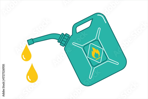 Vector art of fuel can is a container for storing and transporting flammable liquids, such as gasoline, diesel, or kerosene, with safety precautions