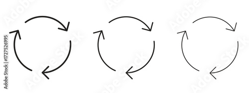 Recycle icons in thin line symbols with editable strokes