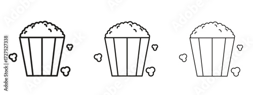 Popcorn icons in thin line symbols with editable strokes
