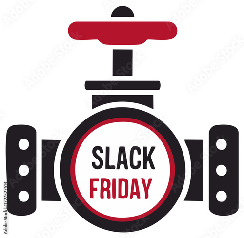 Slack Friday banner graphic with valve illustration for relaxed online shopping deals and discounts