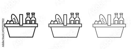 Picnic icons in thin line symbols with editable strokes