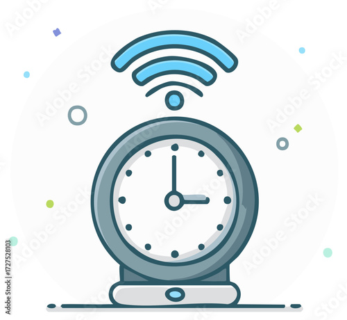 Smart clock with wifi signal on top for technology timing concepts