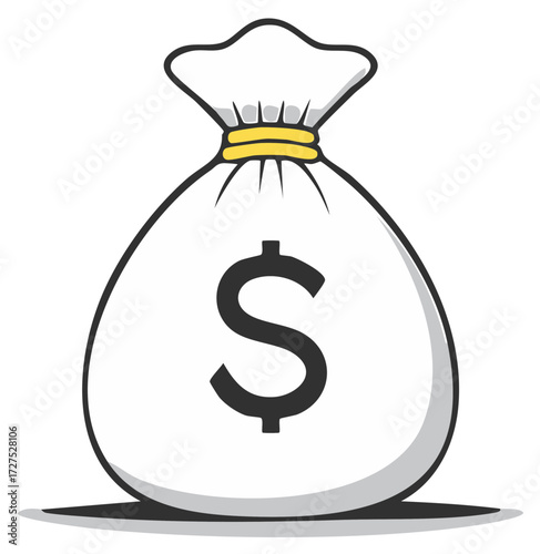 Money bag illustration with simple design and dollar currency symbol depicting earnings