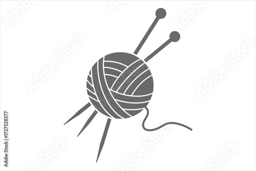 Illustration of a ball of yarn with knitting needles perfect for crafting, hobbies, and diy projects use it for your creative designs