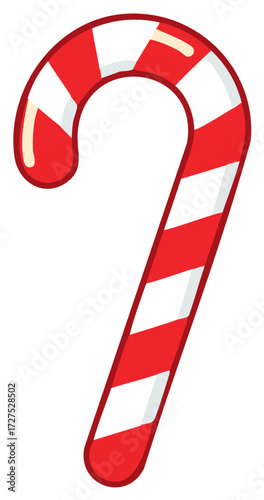 Classic red and white striped candy cane icon with rounded hook shape
