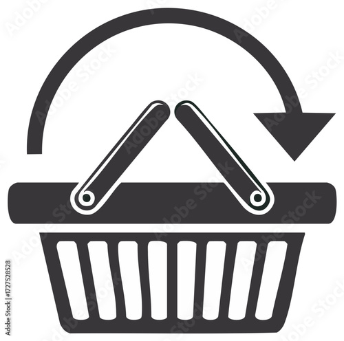 Repeat Purchase Shopping Basket Icon with Arrow for Adding to Cart
