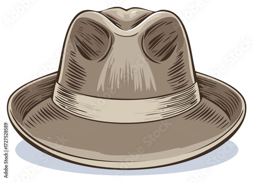 Vintage Style Fedora Hat Illustration Fashionable Accessory Graphic Art