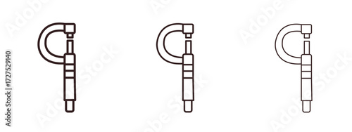 Micrometer icons in thin line symbols with editable strokes