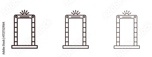 Metal detector icons in thin line symbols with editable strokes