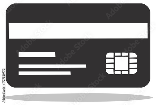 Simple credit card icon with EMV chip vector illustration for online payment
