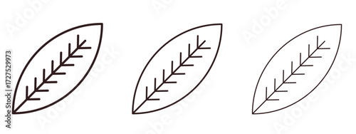 Leaf icons in thin line symbols with editable strokes