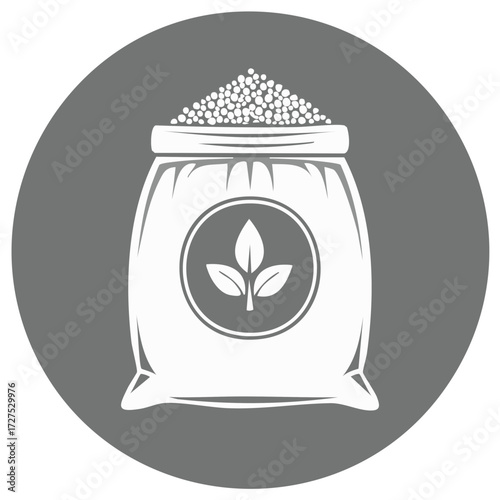 Bag of Granules with Leaf Symbol Vector Icon for Agriculture and Fertilizers