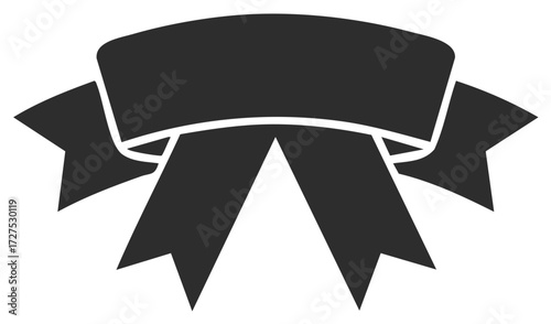 Classic black ribbon banner icon for promotions and awards design