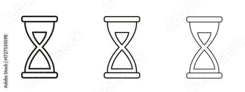 Hourglass icons in thin line symbols with editable strokes