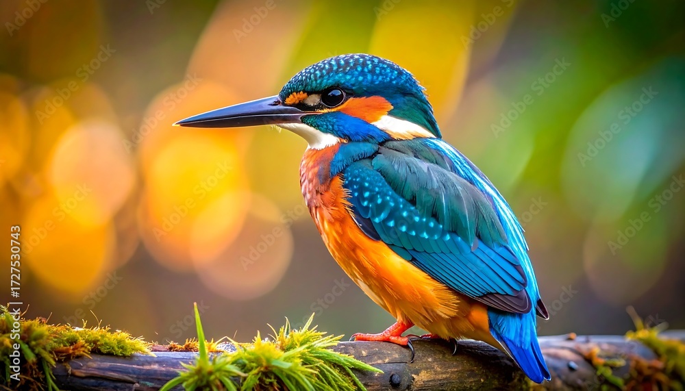 Fototapeta premium Colorful Kingfisher perched on a branch