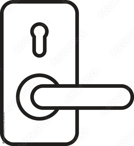 Door lock and handle icon simple outline representation of security and access mechanism