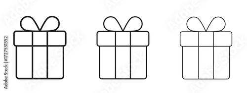 Gift icons in thin line symbols with editable strokes