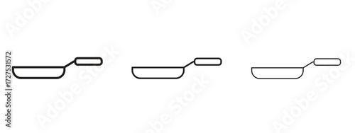 Frying pan icons in thin line symbols with editable strokes
