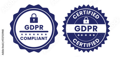 GDPR ( General Data Protection Regulation) badges, vector and logos features a padlock and EU stars. Suitable for websites, mobile apps, and corporate documents, privacy policy pages, consent forms