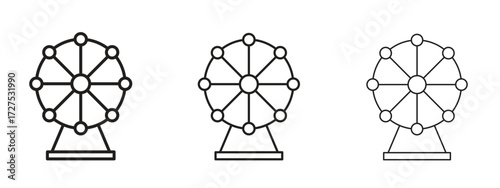 Ferris wheel icons in thin line symbols with editable strokes