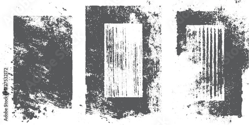 Spray paint vector elements with black ink splatters and blot textured frame. Grunge banner set with distressed ink brush strokes and splattered elements. 