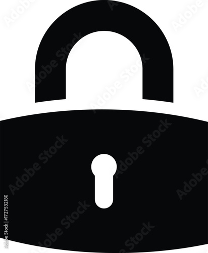 Simple black silhouette of a padlock symbol for security and protection concepts