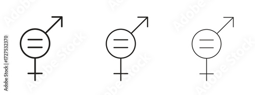 Equality icons in thin line symbols with editable strokes