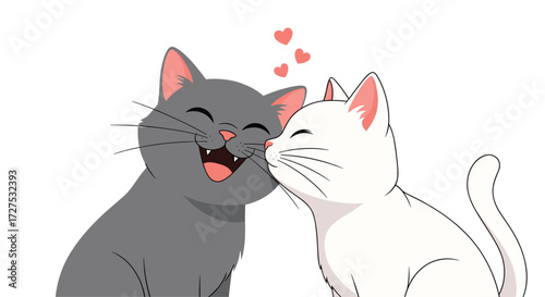 Two cats sharing a moment of affection and happiness.