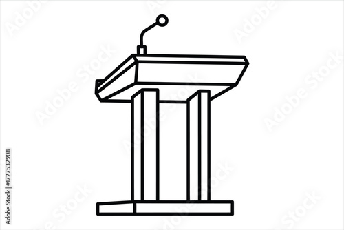 Illustration of a podium with a microphone, perfect for presentations, speeches, and public speaking engagements in various settings