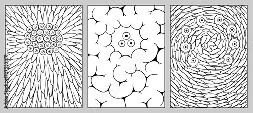 Halloween horror coloring page. Monster face. Creepy mutant creature