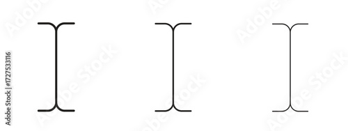 Cursor text icons in thin line symbols with editable strokes