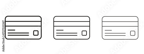 Credit card icons in thin line symbols with editable strokes