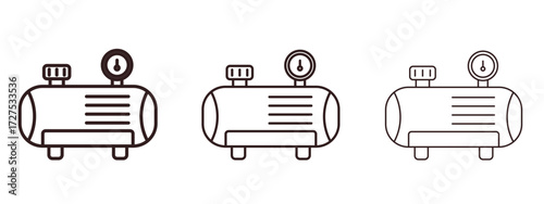 Compressor icons in thin line symbols with editable strokes