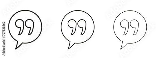 Comment quote icons in thin line symbols with editable strokes