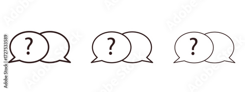 Comment question icons in thin line symbols with editable strokes