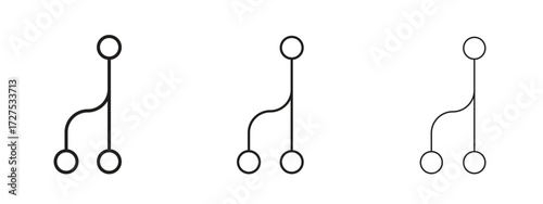 Code branch icons in thin line symbols with editable strokes