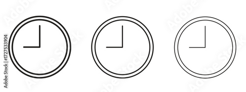 Clock nine icons in thin line symbols with editable strokes