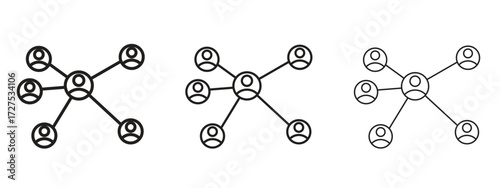 Chart network icons in thin line symbols with editable strokes