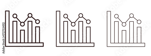 Chart histogram icons in thin line symbols with editable strokes