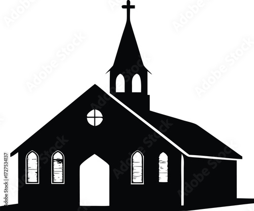 church vector, christian building silhouette
