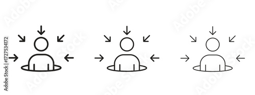 Centric consumer icons in thin line symbols with editable strokes