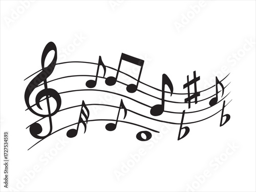 Music notes song outing moment jazz icon on transparent background vector illustration. Silhouette vector design.