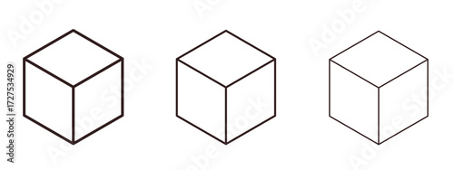 Box icons in thin line symbols with editable strokes