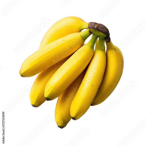 Bright Yellow Bananas Bunch Isolated on Transparent Background