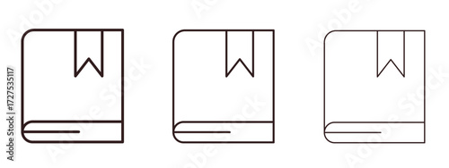 Book bookmark icons in thin line symbols with editable strokes