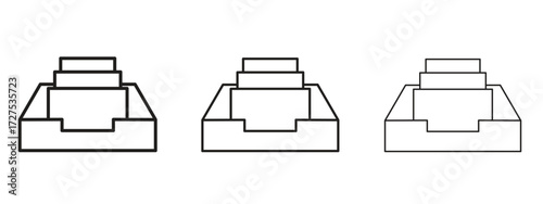 Archive icons in thin line symbols with editable strokes