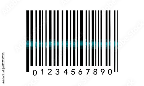 Generic Barcode with Teal Scan Line  Minimal Vector illustration on White, easily editable and scalable.