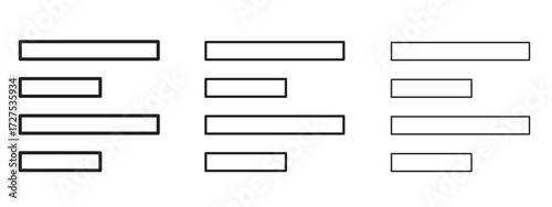 Align left icons in thin line symbols with editable strokes