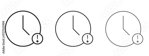 Alarm exclamation icons in thin line symbols with editable strokes